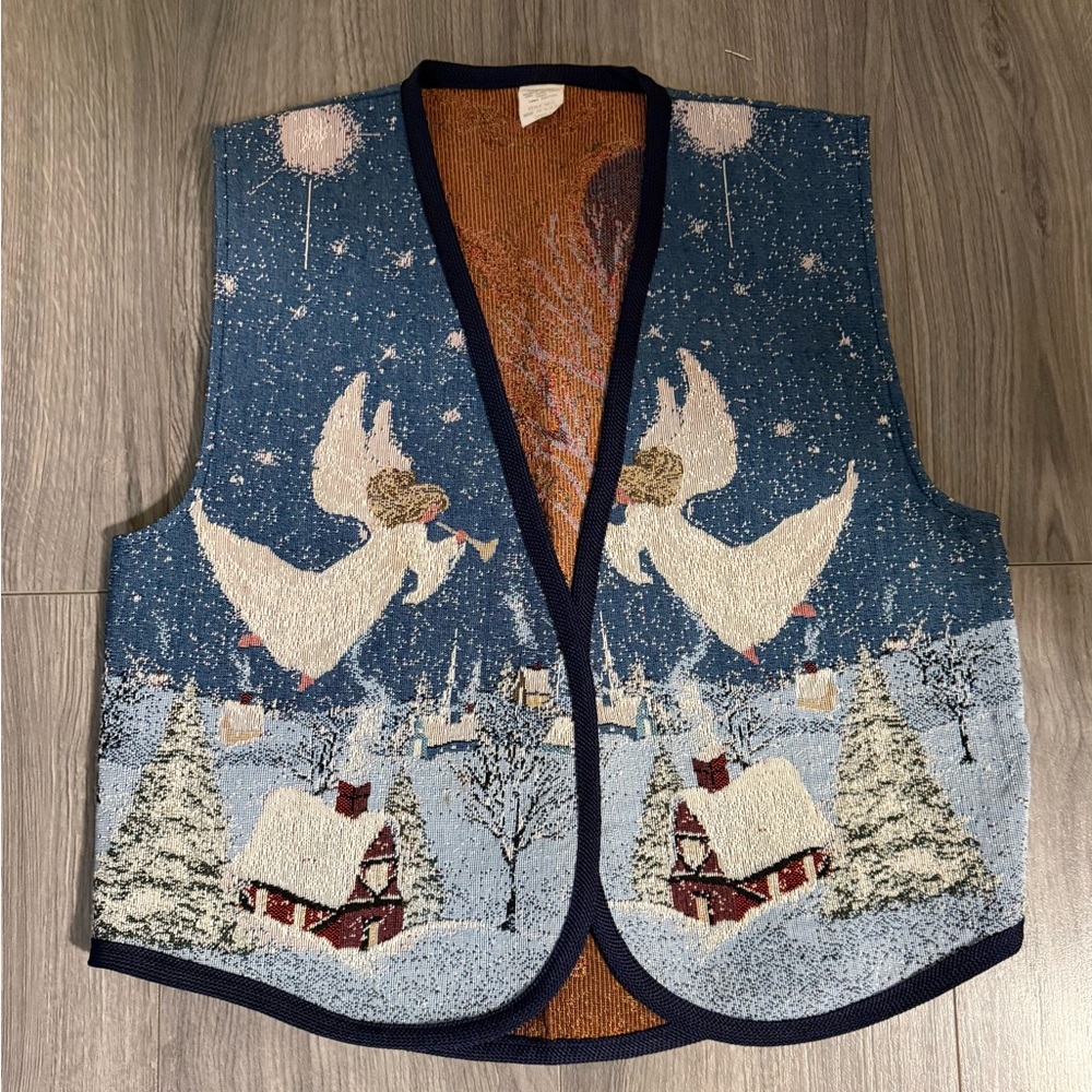 Vintage Holiday Angel Vest in Blue